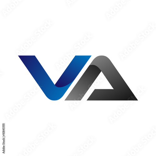 Modern Simple Initial Logo Vector Blue Grey Letters va