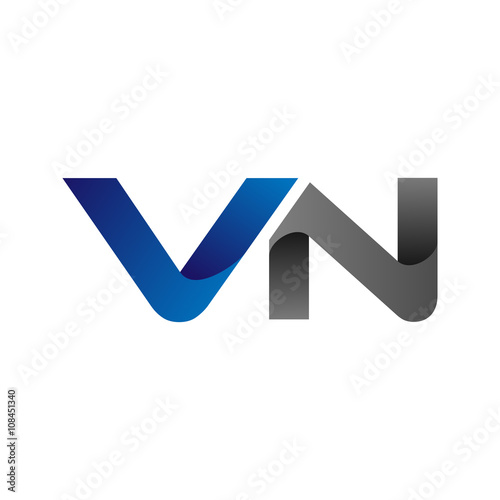 Modern Simple Initial Logo Vector Blue Grey Letters vn