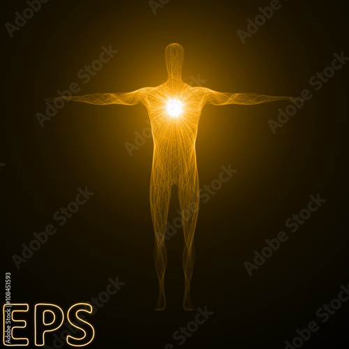 conceptual illustration of spiritual energy. golden color versio