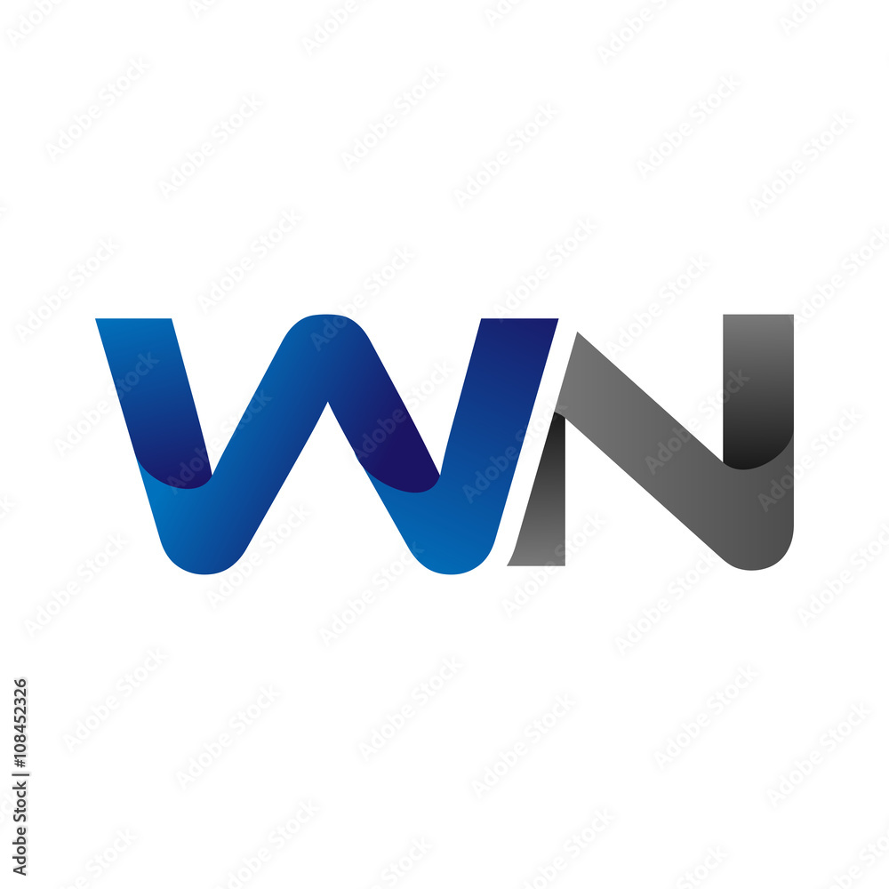 Modern Simple Initial Logo Vector Blue Grey Letters wn Modern Simple Initial Logo Vector Blue Grey Letters wn