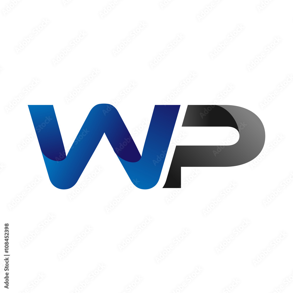 Modern Simple Initial Logo Vector Blue Grey Letters wp