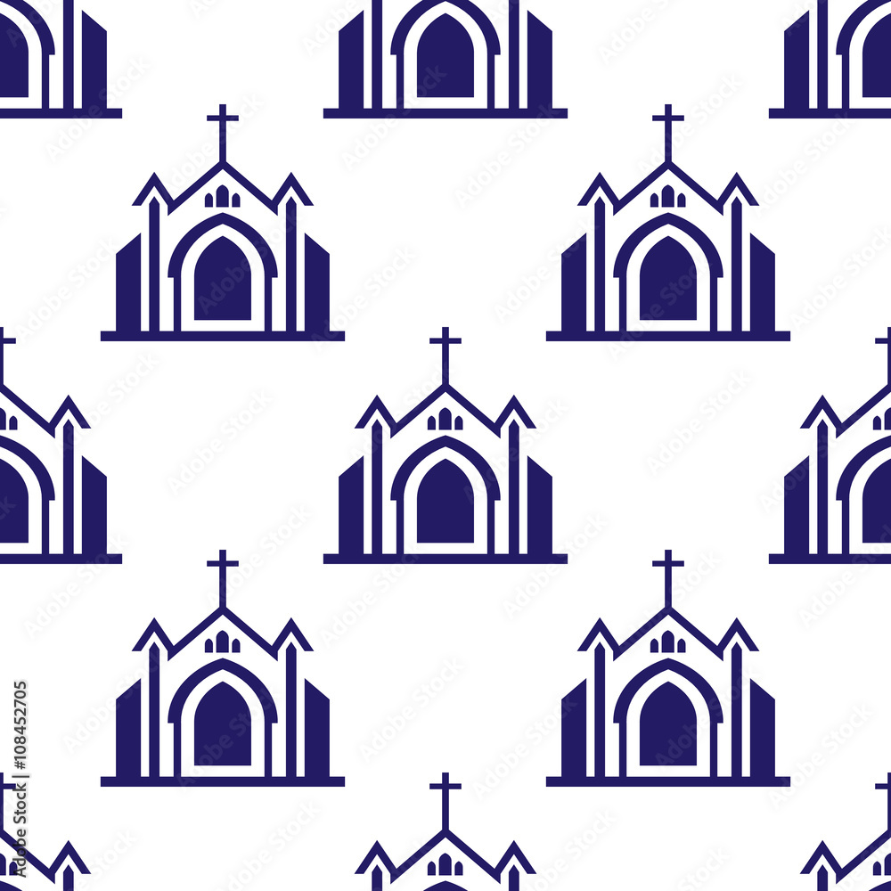 Church seamless pattern background. Vector graphic design illustration