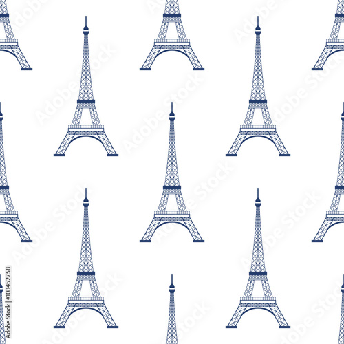Eiffel tower paris seamless pattern background. Vector graphic illustration