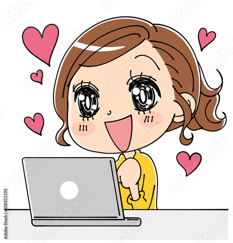 ハートを浮かべる女性のイラスト