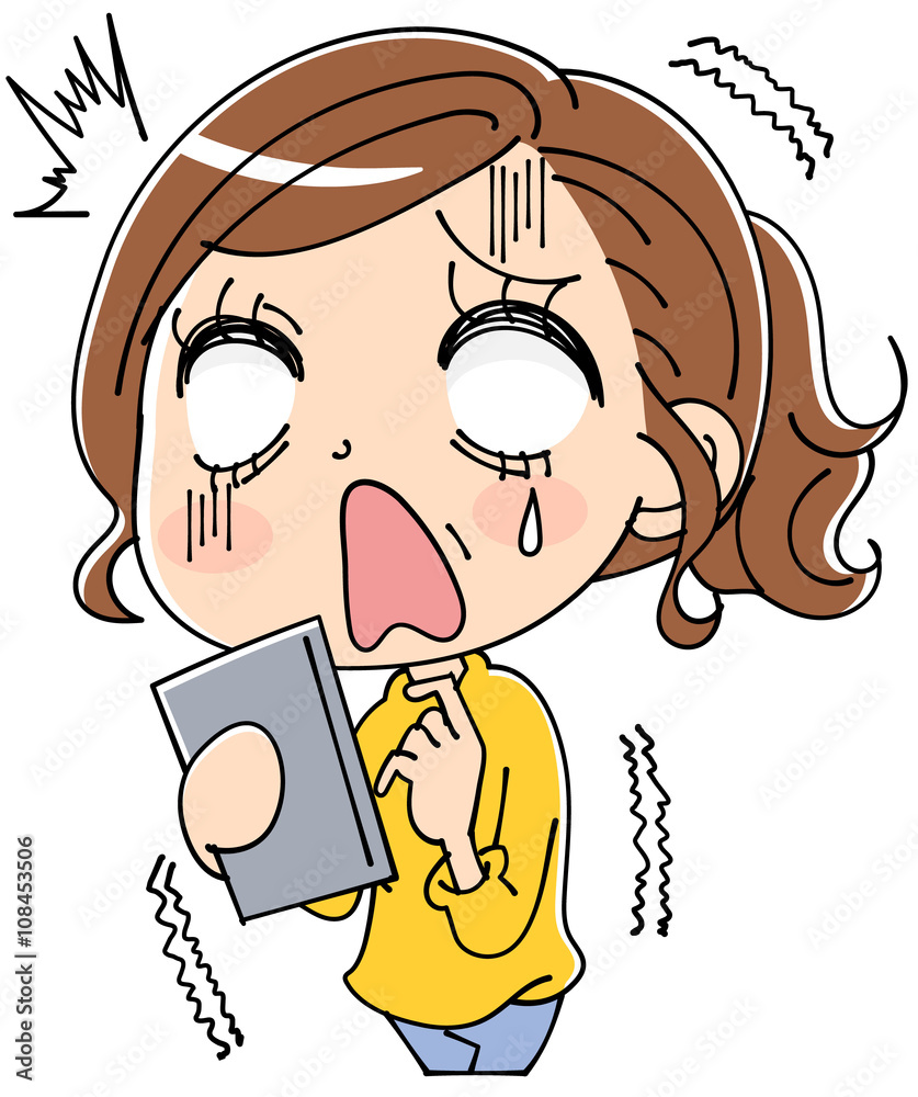 スマホとショックをうける女性のイラスト Stock Vector Adobe Stock