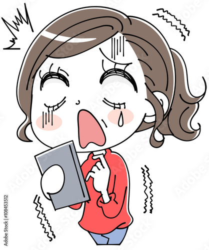 スマホとショックをうける女性のイラスト