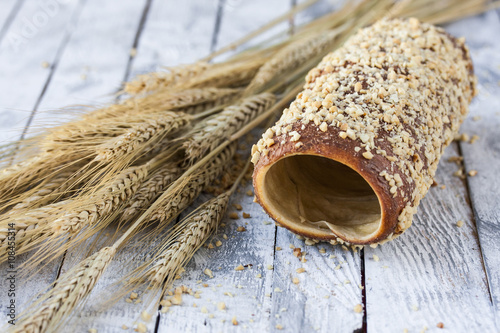 Hungarian a round loaf with peanuts photo