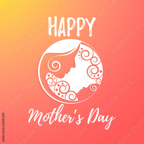 Card tamplate for mothers day. Mother and baby silhouette,  background