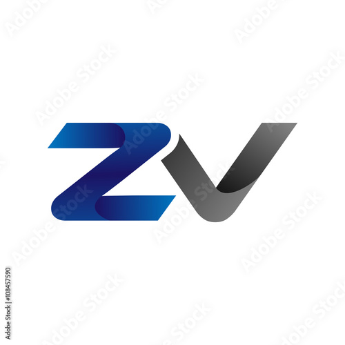 Modern Simple Initial Logo Vector Blue Grey Letters zv