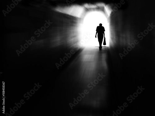 Tunnel Man Walking in Motion