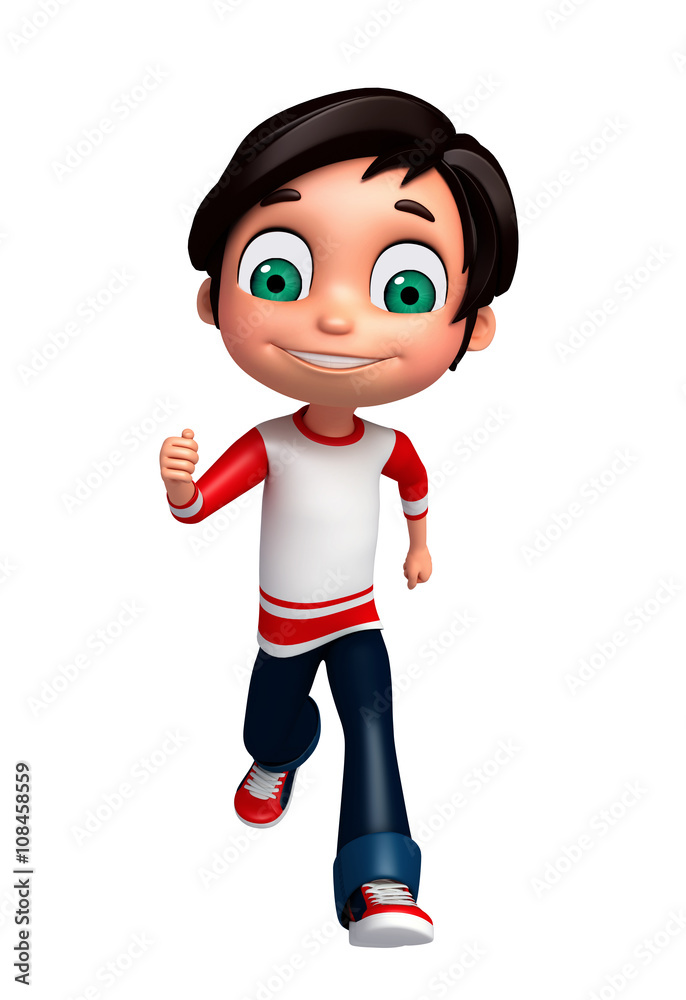 3D Render of Little boy running pose 3D Render of Little boy running pose