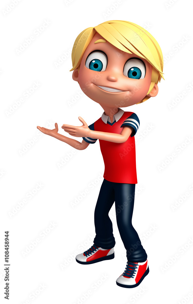 3D Render of Little boy pointing pose 3D Render of Little boy pointing pose
