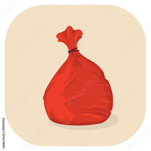 Vector illustration of a Red plastic garbage bag icon.
Plastic trash sacks ready for disposal and bin collection.