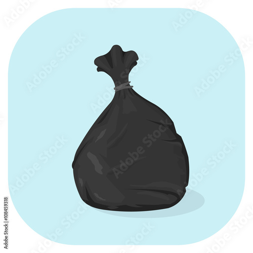 Vector illustration of a Black plastic garbage bag icon.
Plastic trash sacks ready for disposal and bin collection.