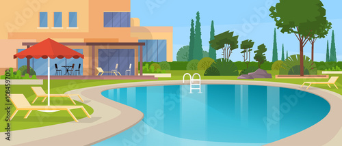 Swimming Pool Big Modern Villa Hotel House Exterior