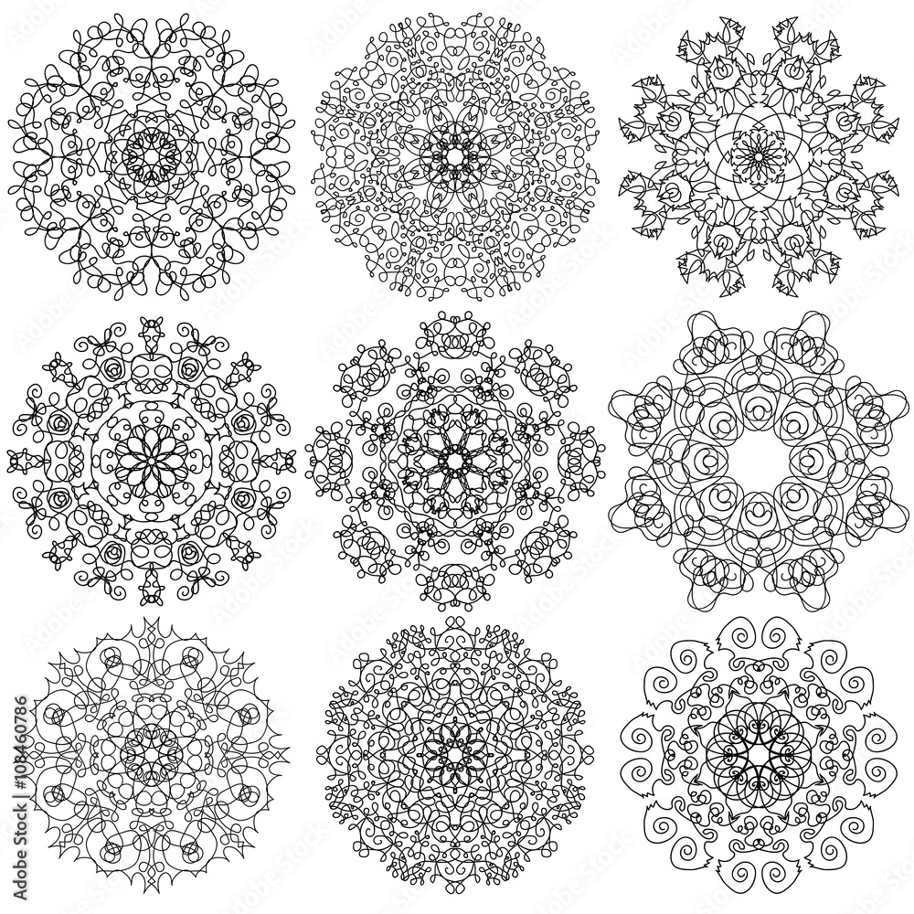 Monochrome Contour Mandala Monochrome Contour Mandala