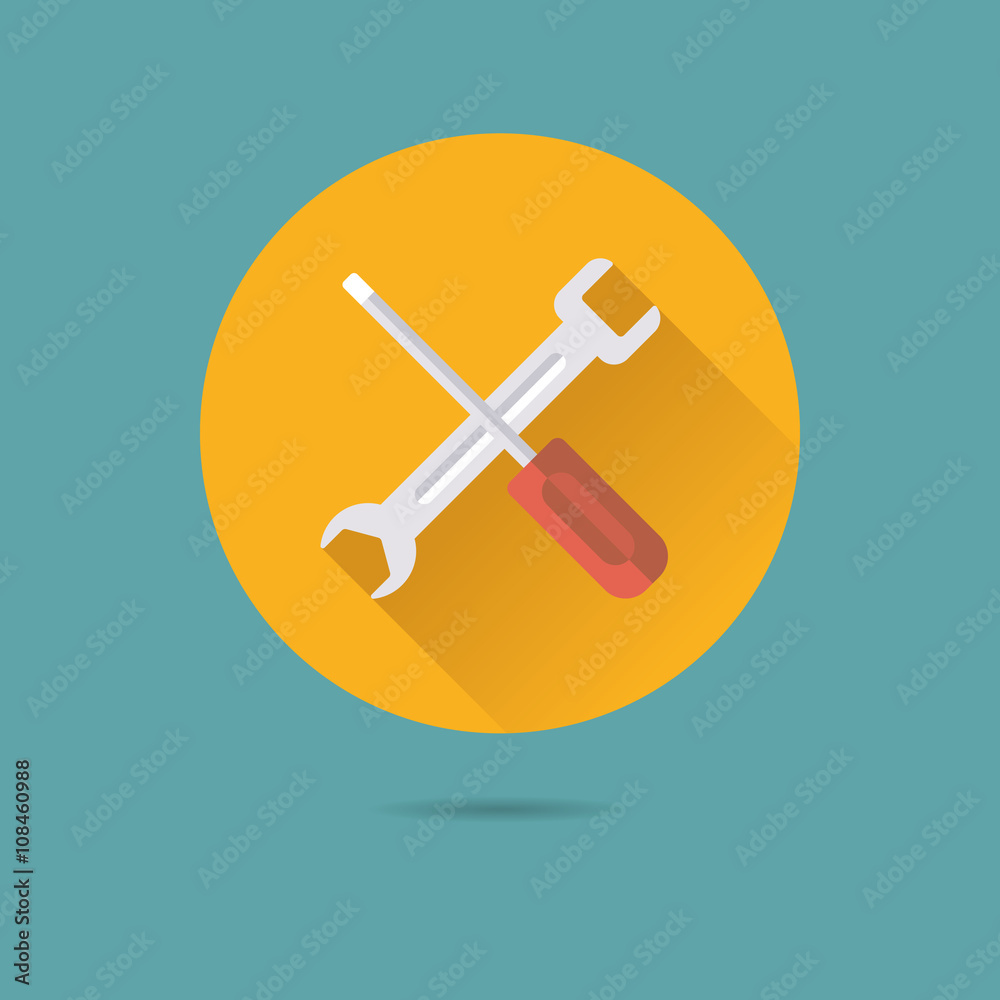 screwdriver and wrench tools flat design vector icon screwdriver and wrench tools flat design vector icon
