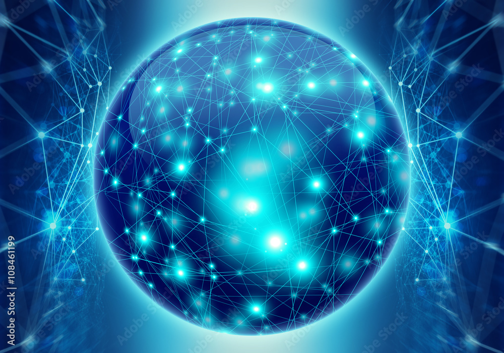 ai brain system data connecting to analysis , light internet social network background, illustration of global web with link to electric information, cyber with group of security, hacker online to net