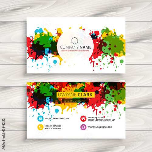 abstract colorful grunge ink splash business card