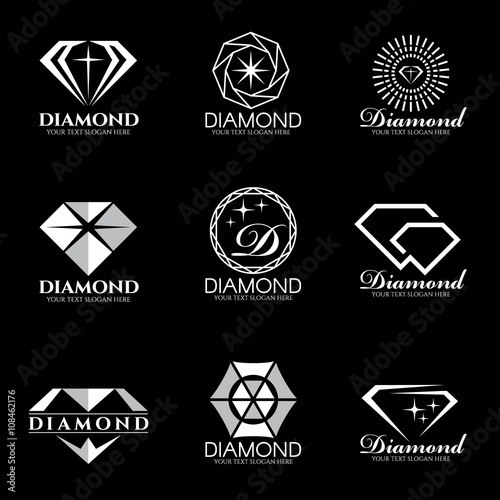 Diamond logo vector set and isolate on black background