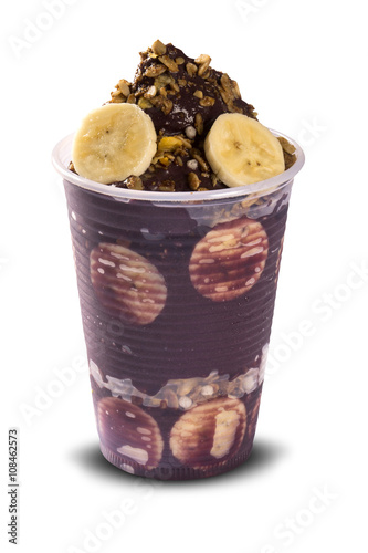 Bowl of fresh Brazilian acai with fruits