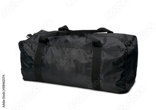 Large travel big black bag on white background