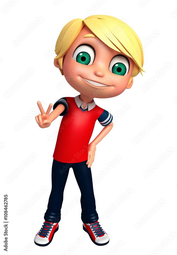 3D Render of Little  boy thumbs up pose