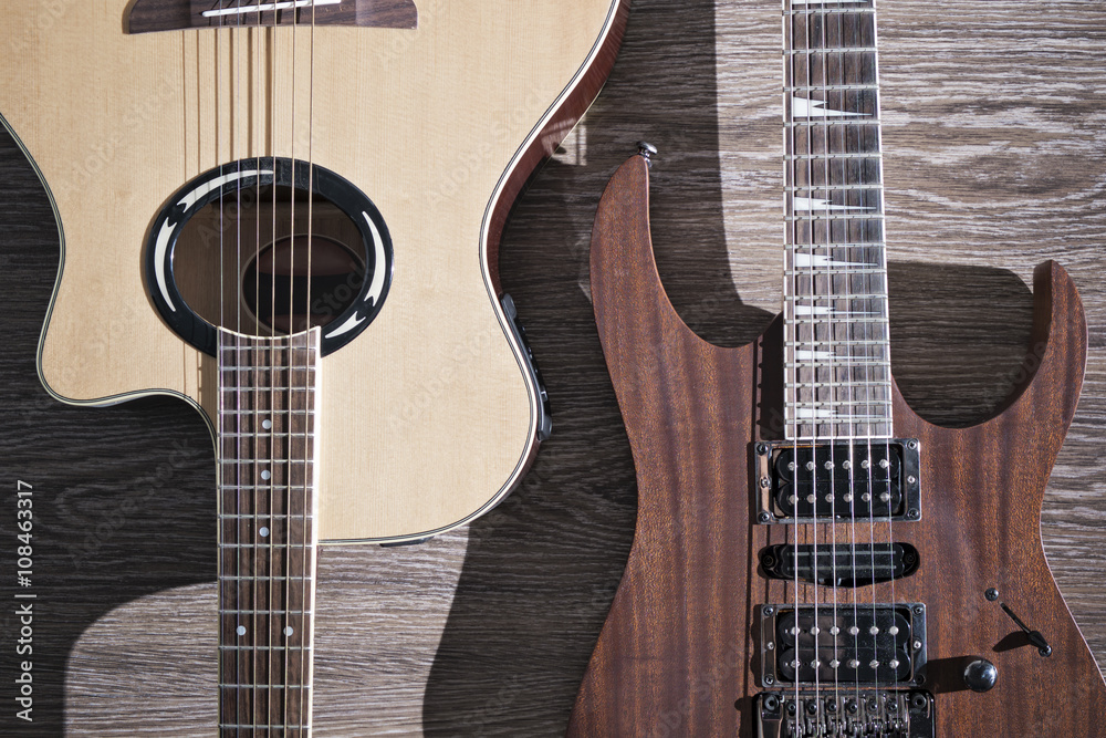 Fototapeta premium Acoustic and electric guitar