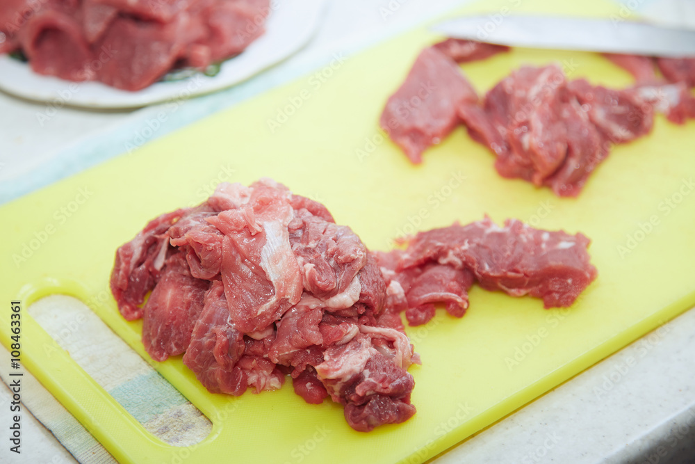 Raw meat sliced