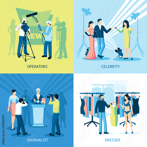 Pressman And Journalist Concept Icon Set