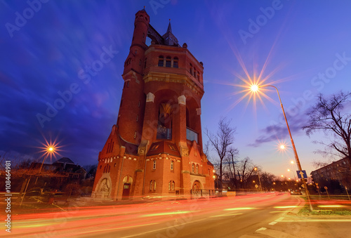 Water tower of Wroclaw, in the evening.
