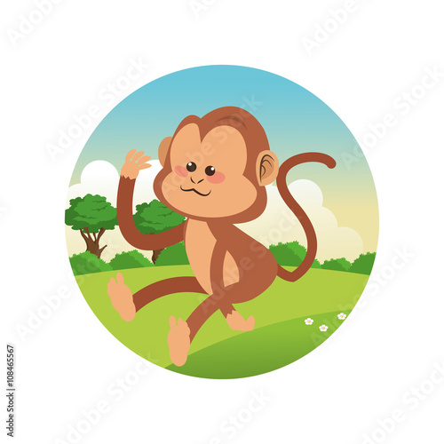 monkey cartoon  colorful design