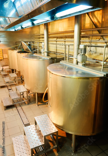 Shop brewery. Boilers for boiling wort.