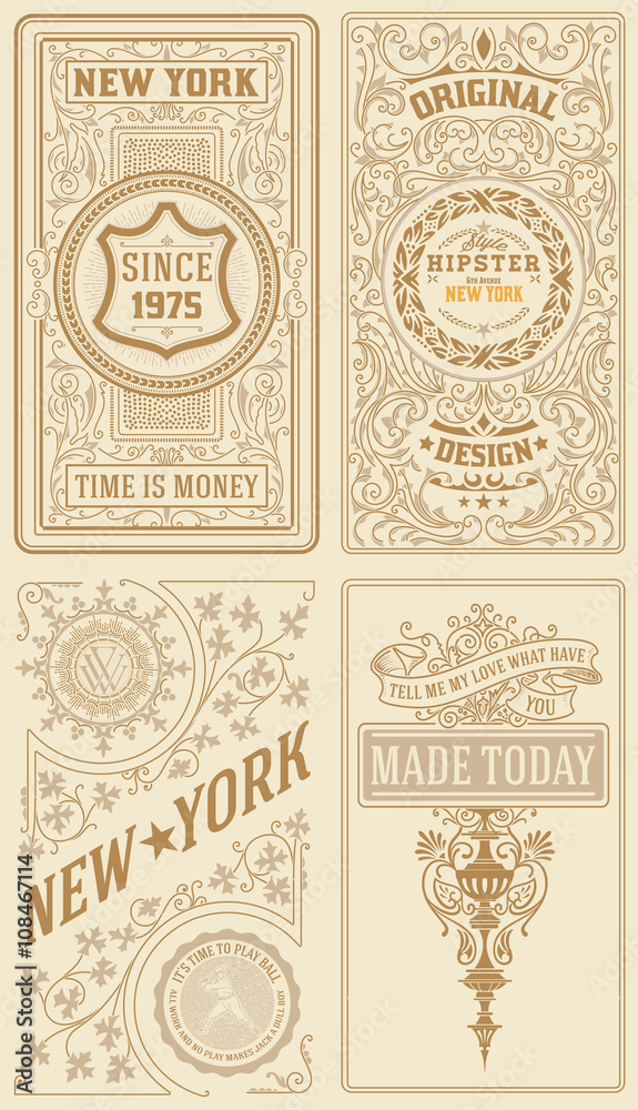 Set of Retro Cards. vector templates.