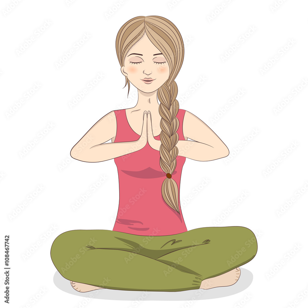 Woman in lotus position. Yoga and fitness. Vector illustration. Woman in lotus position. Yoga and fitness. Vector illustration.