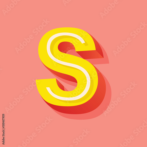 Vector Retro 3D Font with shadow. Vintage Alphabet on pink background