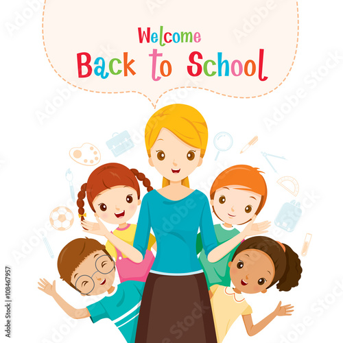 Welcome Back To School, Teacher, Student And Icons, World Book Day, Back to school, Educational, Stationery, Book, Children, School Supplies, Educational Subject, Objects, Icons