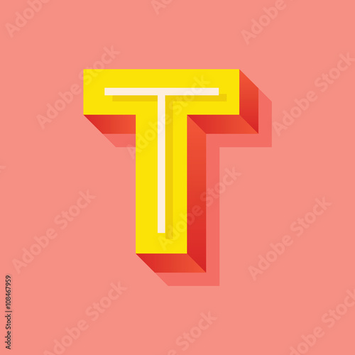 Vector Retro 3D Font with shadow. Vintage Alphabet on pink background