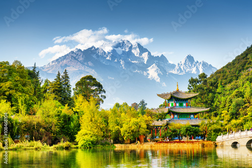 Scenic view of the Jade Dragon Snow Mountain, China