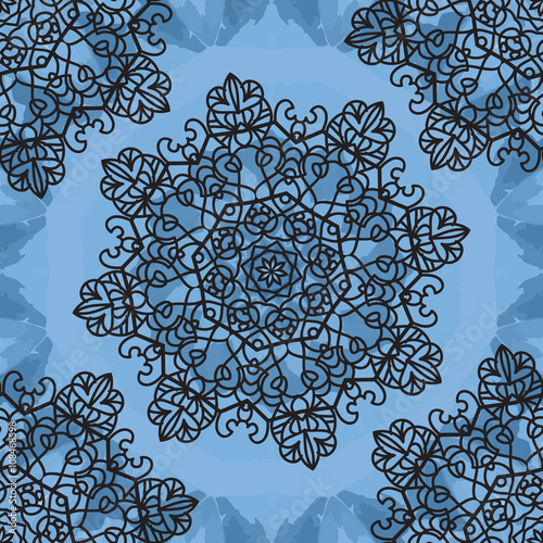 Seamless Print Mandala background. Vintage decorative element on endless texture. Hand drawn background. Islamic, Arabic, Indian, Asian, Ottoman motifs.