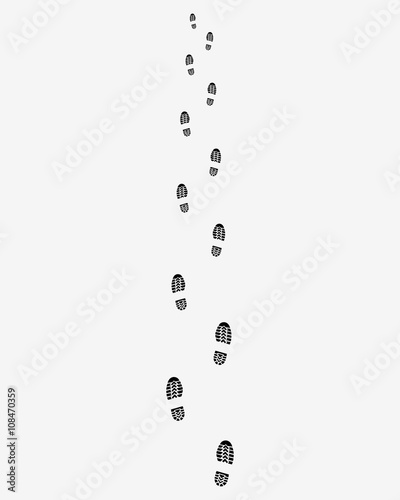 Black trail of shoes, vector 