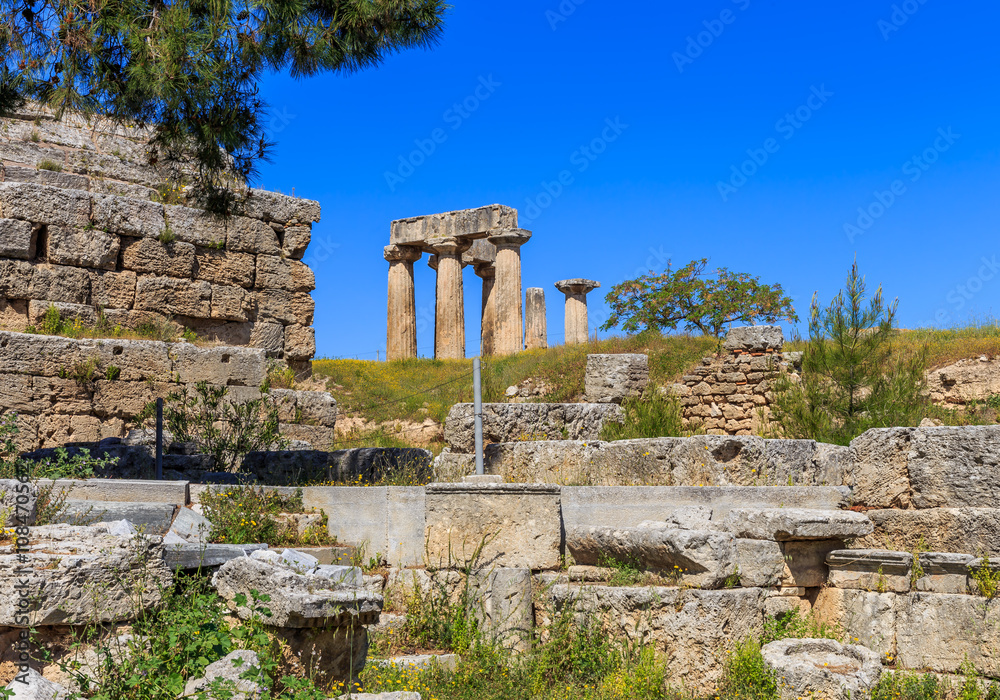 Apollo temple ruins in Ancient Corinth