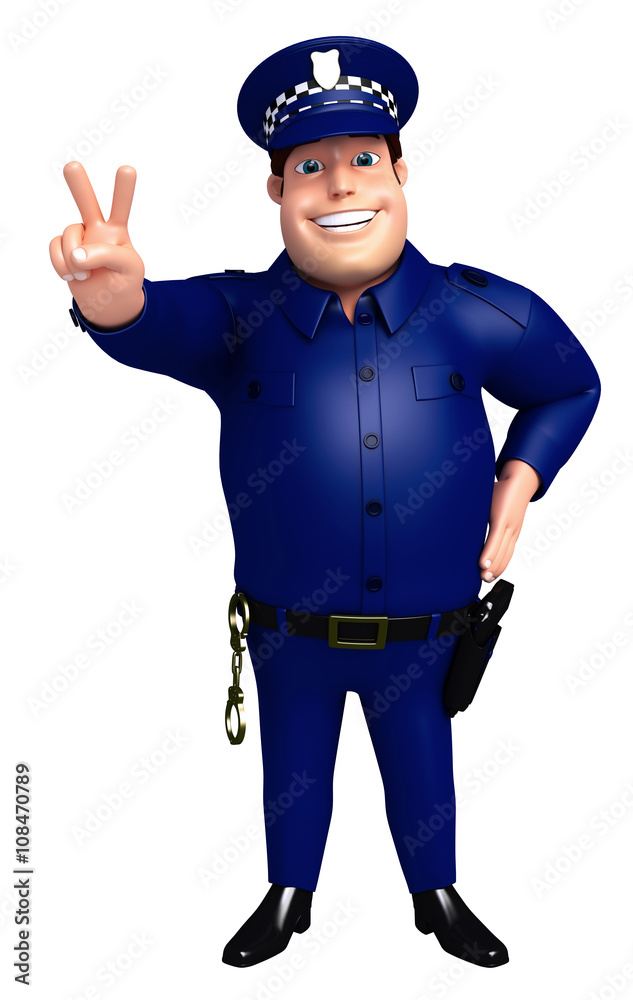 3D Rendered illustration of Police victory pose 3D Rendered illustration of Police victory pose