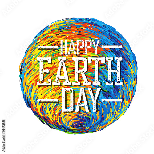 Earth Day Poster. Earth Illustration.  Earth illustration on whi