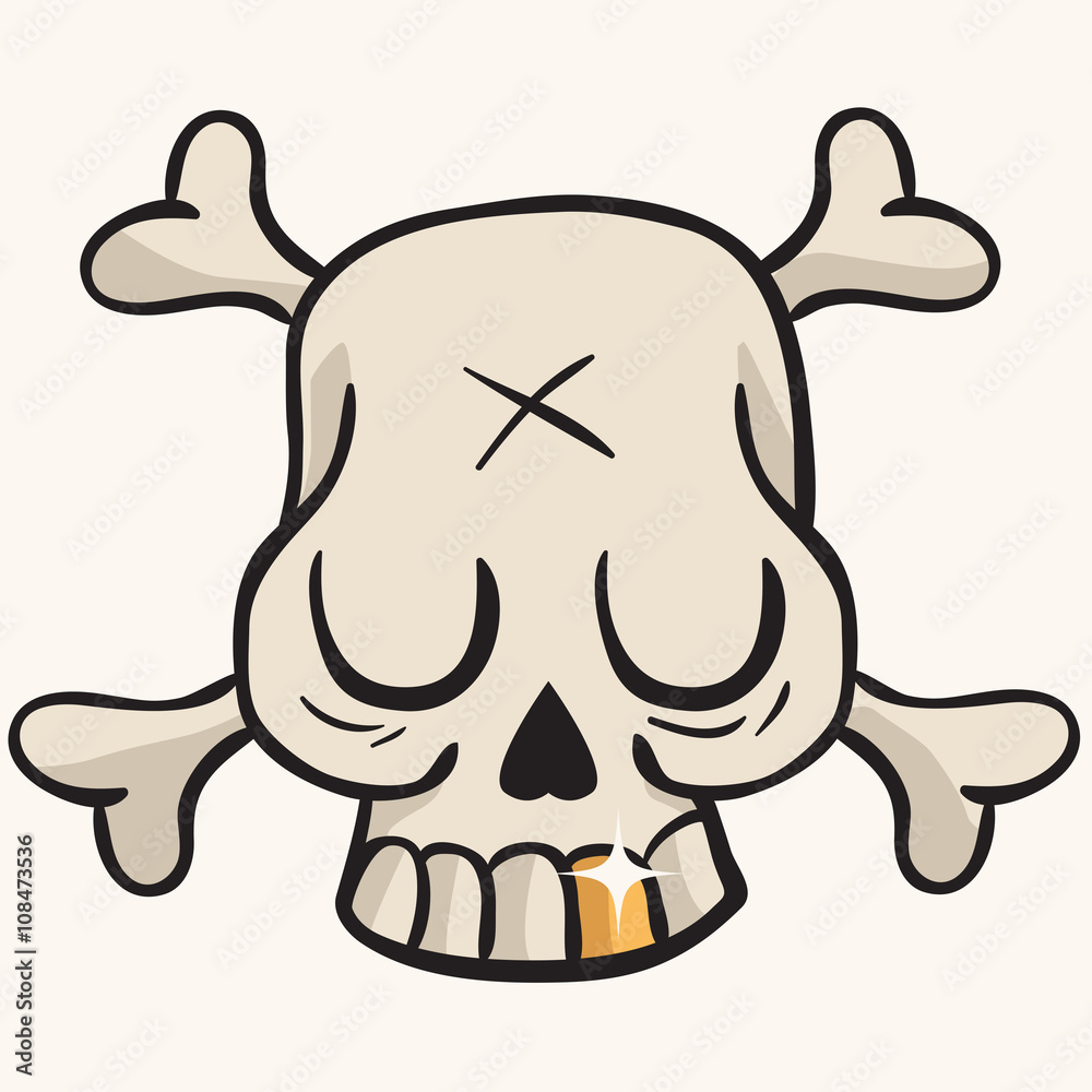 Fototapeta premium cute skull with golden tooth