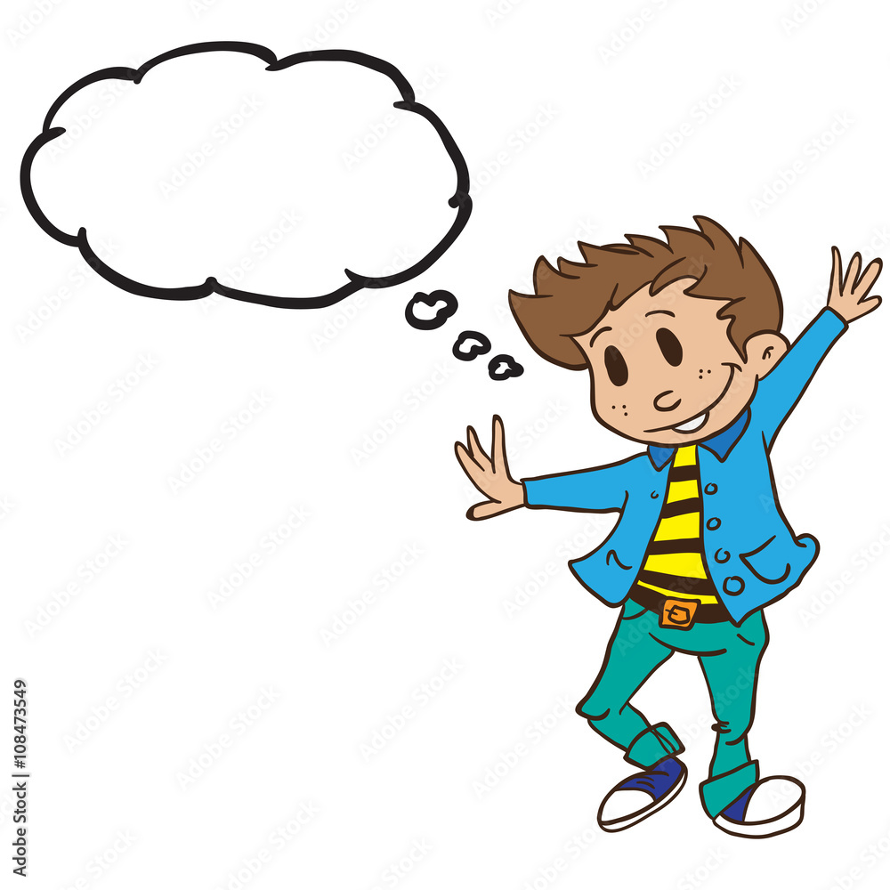 dancing boy with thought bubble dancing boy with thought bubble