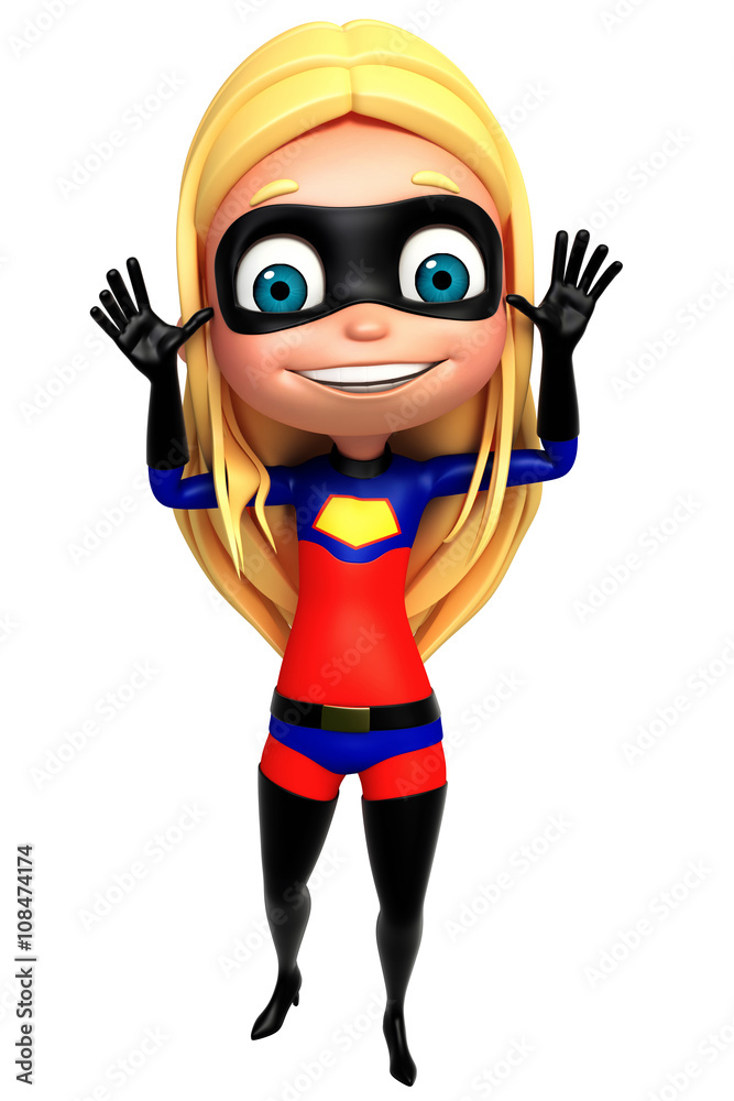 cute  girl as a superhero funny pose