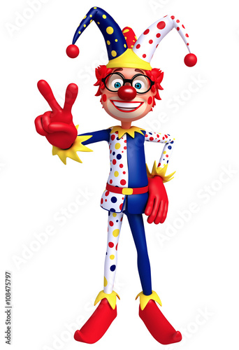 3D Rendered illustration of slim clown victory pose
