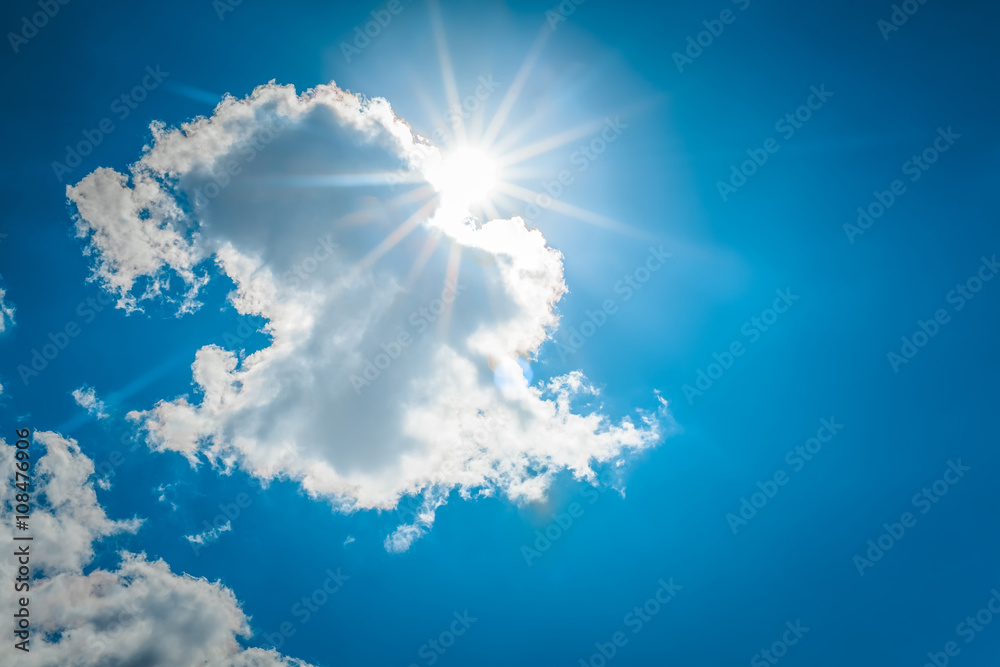 Blue cloud floating on blue sky with fake star light surround cloud Stock  Photo - Alamy