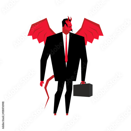 Devil businessman. Satan is boss of hell. Lucifer in business su
